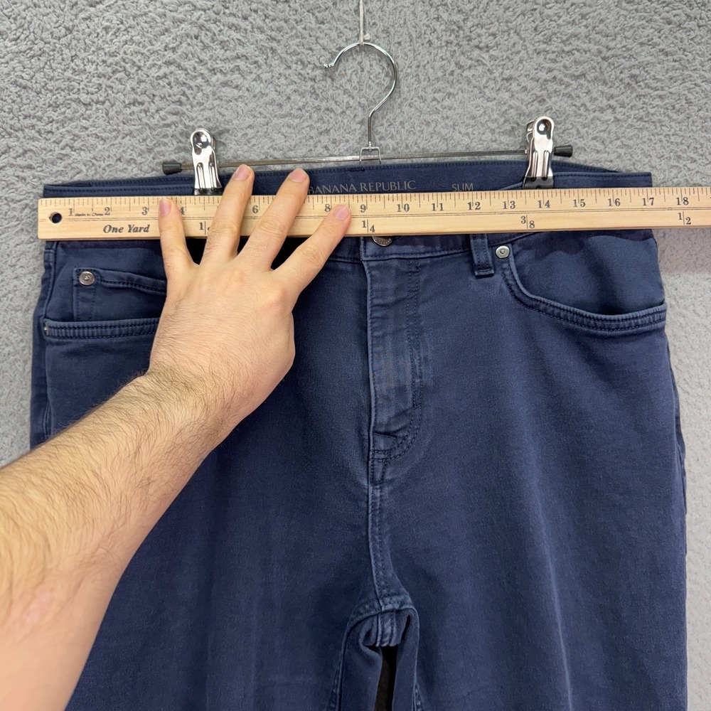 Banana Republic Pants Mens 34x32 Blue Traveler 5 Pocket Slim Office Preppy - Picture 5 of 9